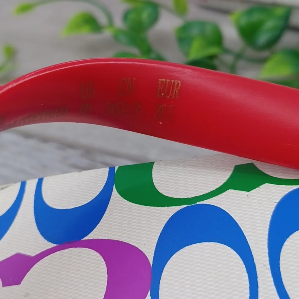 Coach Signature Rainbow Pride Flip Flops NWOT - Picture 4 of 8